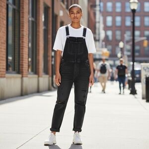 Black Denim Overalls for Women